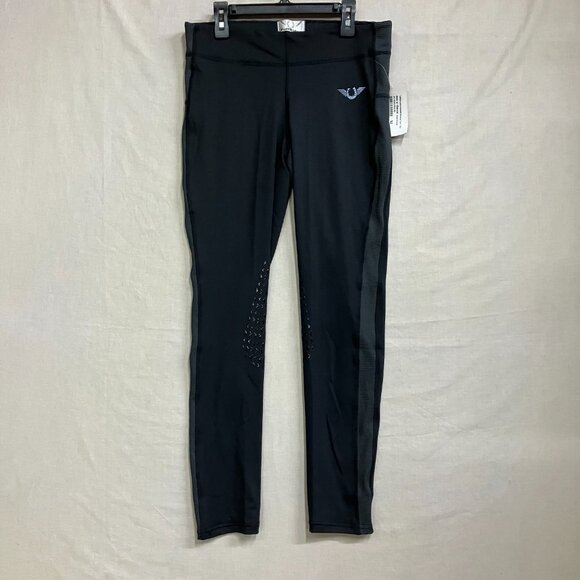 TuffRider Ladies Medium Black/Charcoal Ventilated Schooling Knee Patches Tights - Picture 2 of 11